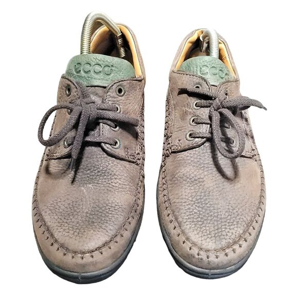 ECCO~ BROWN LEATHER LACE UP MOCS COMFORT SYSTEM SHOES MEN'S EU 45 11-11.5 US - Picture 3 of 13